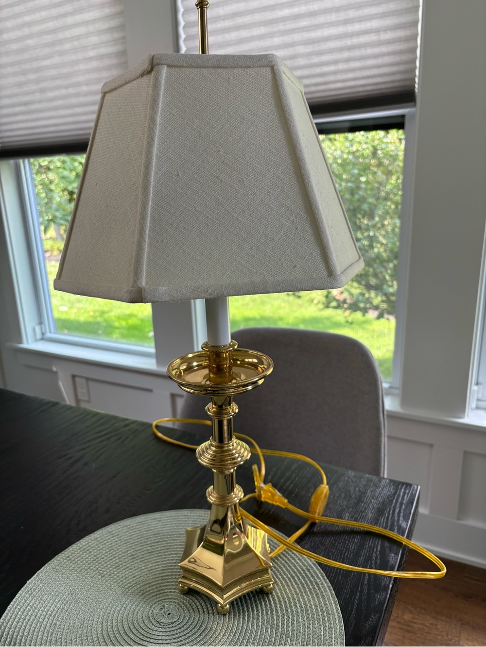 Stiffel vintage solid brass Table Lamp with Cream Shade - Classic Home Accen